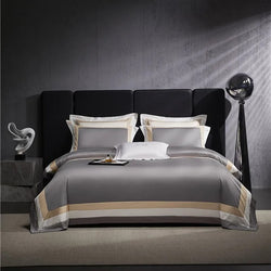 Miravique Grey Stripe Egyptian Cotton Bedding Set