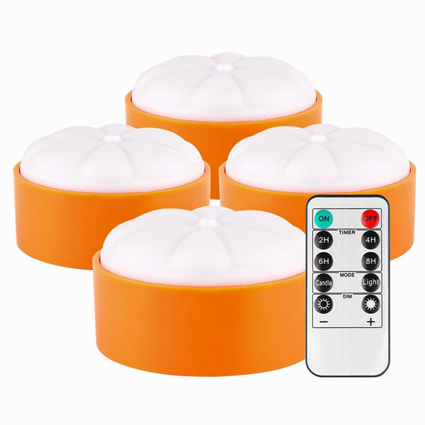 4-Pack: Halloween LED Pumpkin Lights Battery Operated with 2 Light Modes 4 Timer Setting