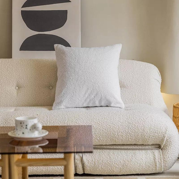 Luxe White Square Boucle Throw Pillow Covers