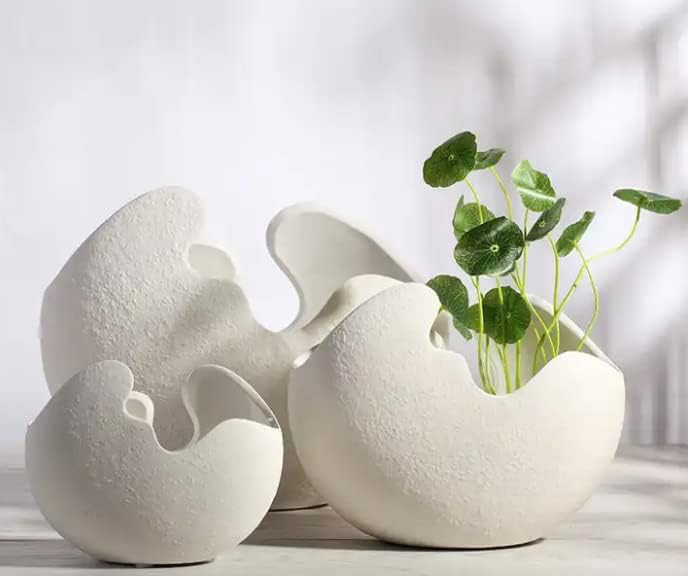 Miravique White Cracked Egg Vases