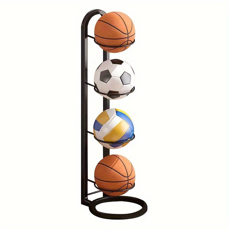 Portable Carbon Steel Ball Storage Rack - Display Stand for Basketball, Football, and Volleyball