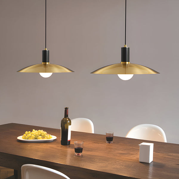 1-Light Mid-Century Brass Pendant Lamp