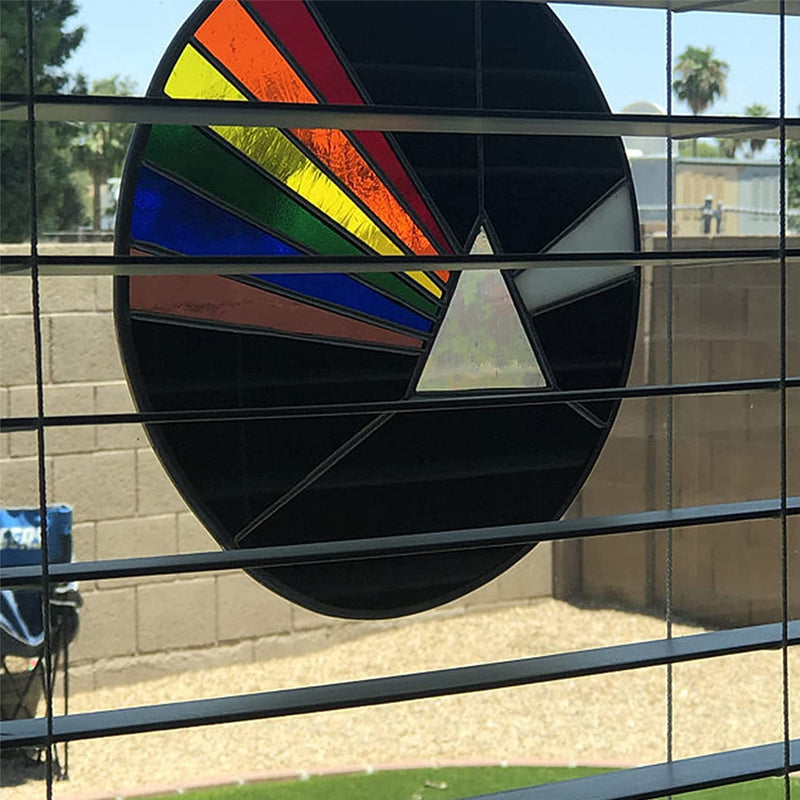 Dark Side of the Moon Glass Prism Suncatcher Panel – Rainbow Window Decor for Home & Garden