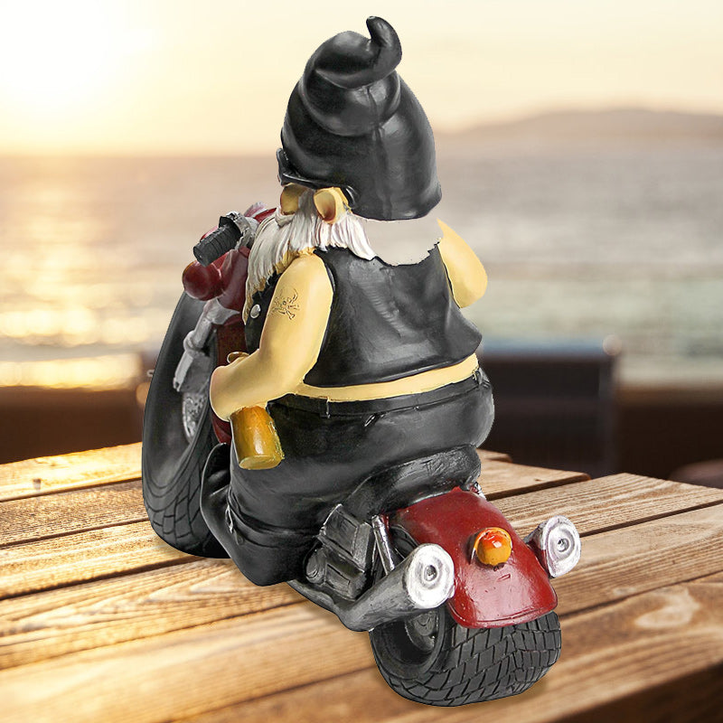 The Biker Gnome Statue Mini Garden Decoration