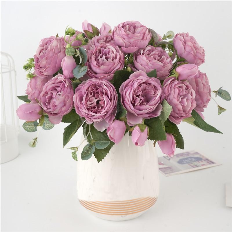 Elegant Faux Peony Flower Arrangement – Realistic Silk Peonies for Home Decor, Weddings & Events