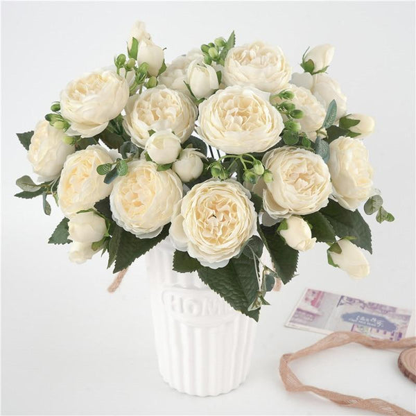 Elegant Faux Peony Flower Arrangement – Realistic Silk Peonies for Home Decor, Weddings & Events