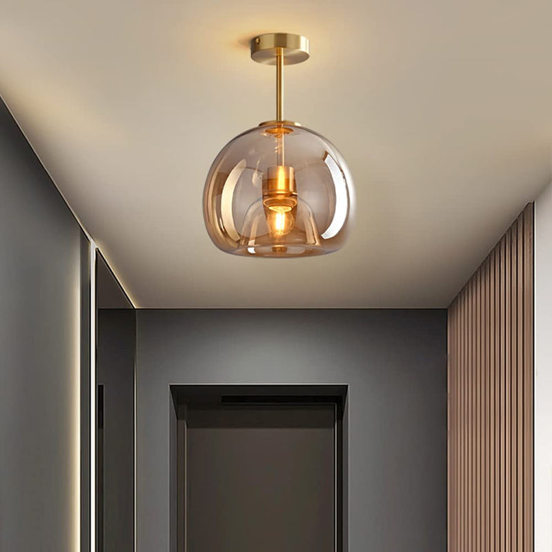 Miravique Copper Glass Semi Flush Mount Ceiling Light