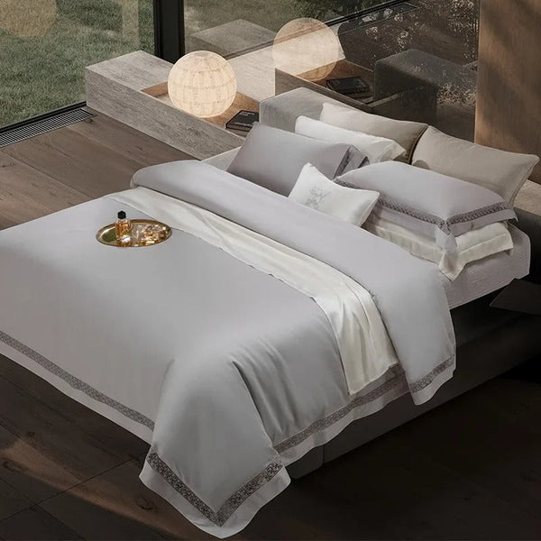 Miravique Silver Egyptian Cotton Bedding Set