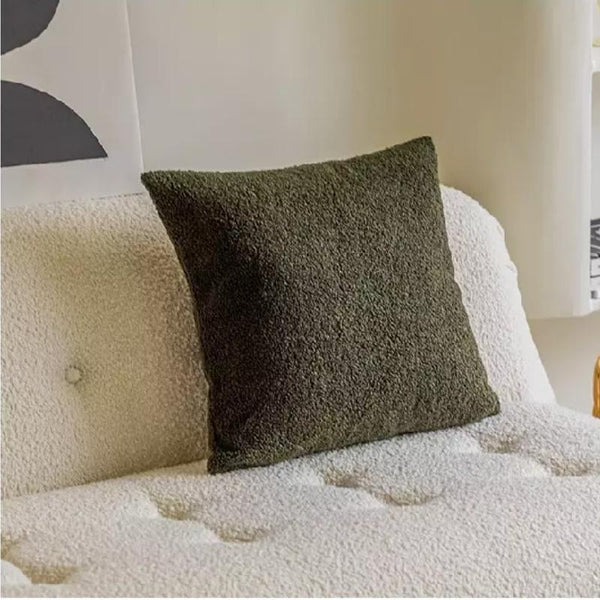 Olive Green Square Boucle Throw Pillow Covers