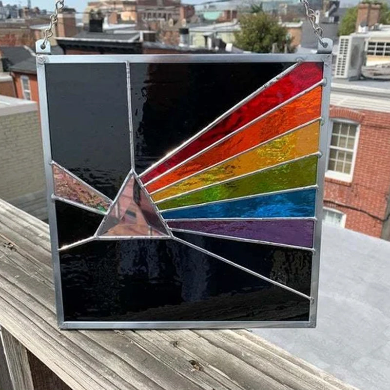 Dark Side of the Moon Glass Prism Suncatcher Panel – Rainbow Window Decor for Home & Garden