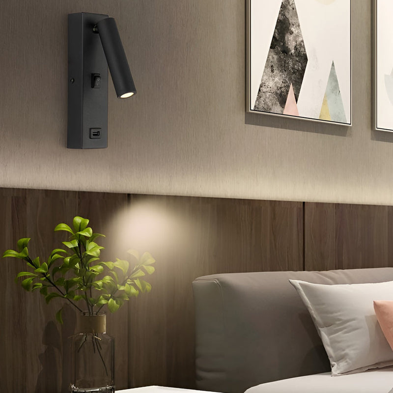 ArtiLicht - Rectangular Adjustable LED Modern Wall Lamp with Switch and USB Charging Port