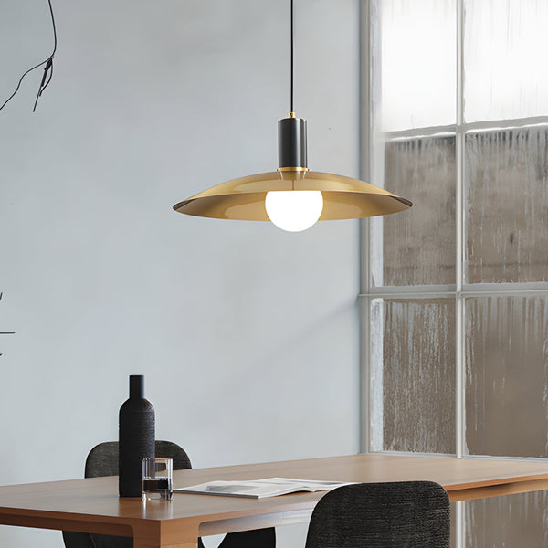 1-Light Mid-Century Brass Pendant Lamp