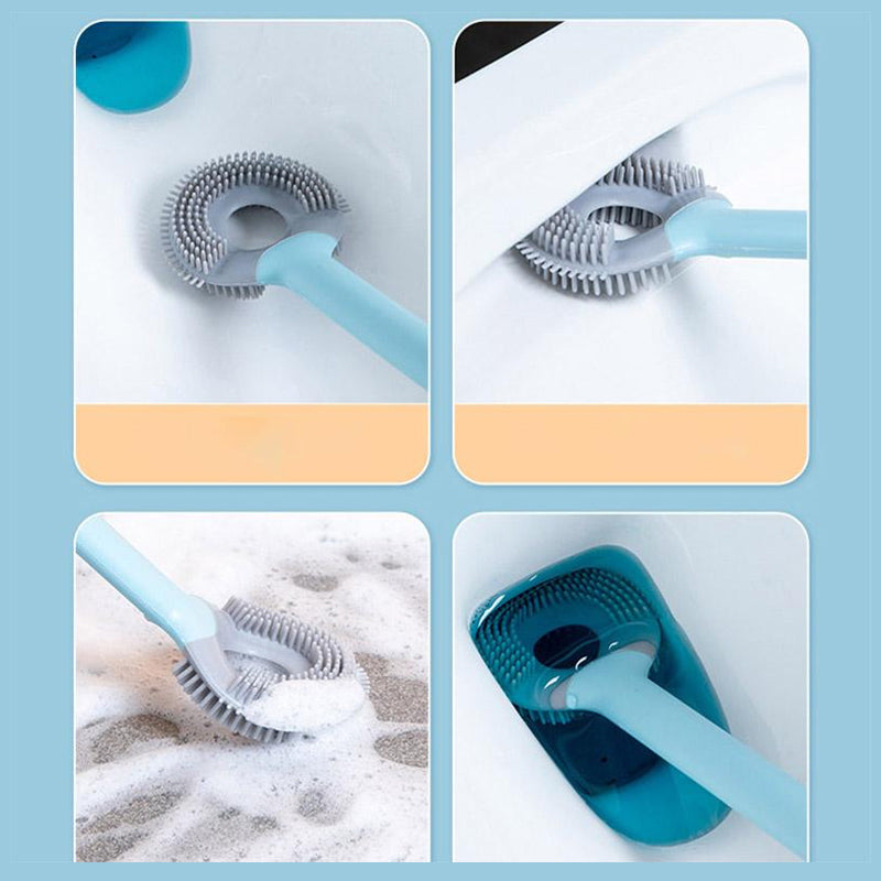 Lollipop Silicone Toilet Brush – Flexible TPR Brush Head, Wall-Mounted, Space-Saving Bathroom Cleaner