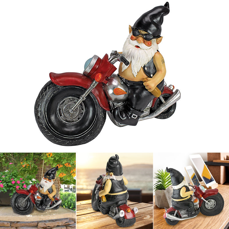 The Biker Gnome Statue Mini Garden Decoration