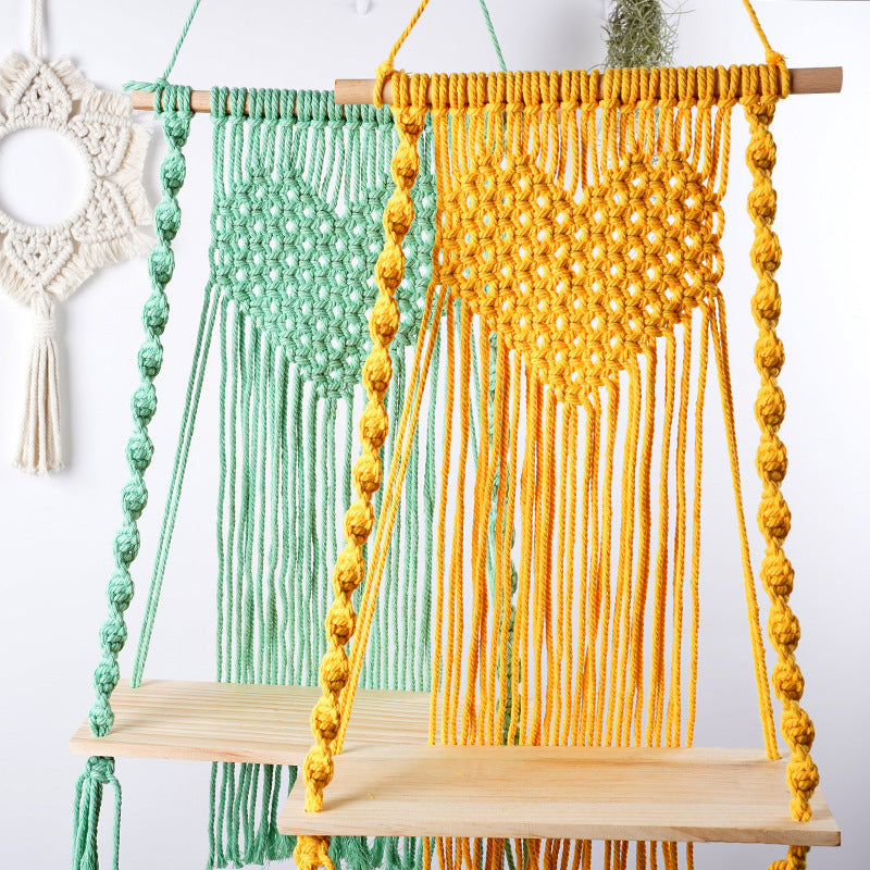 Colorful Woven Macramé Hanging Shelf