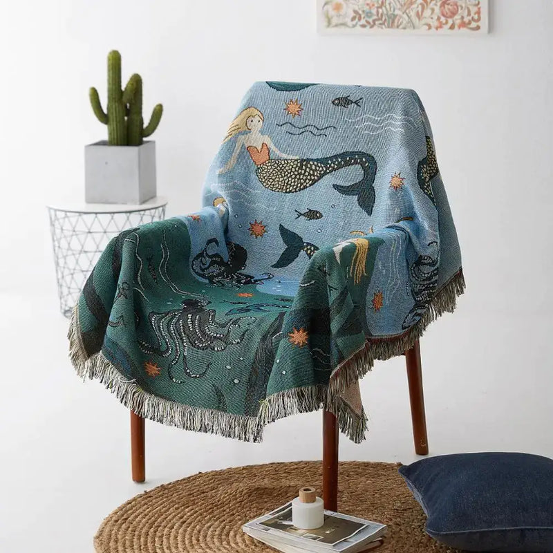 Mermaid Fringe Throw Blanket