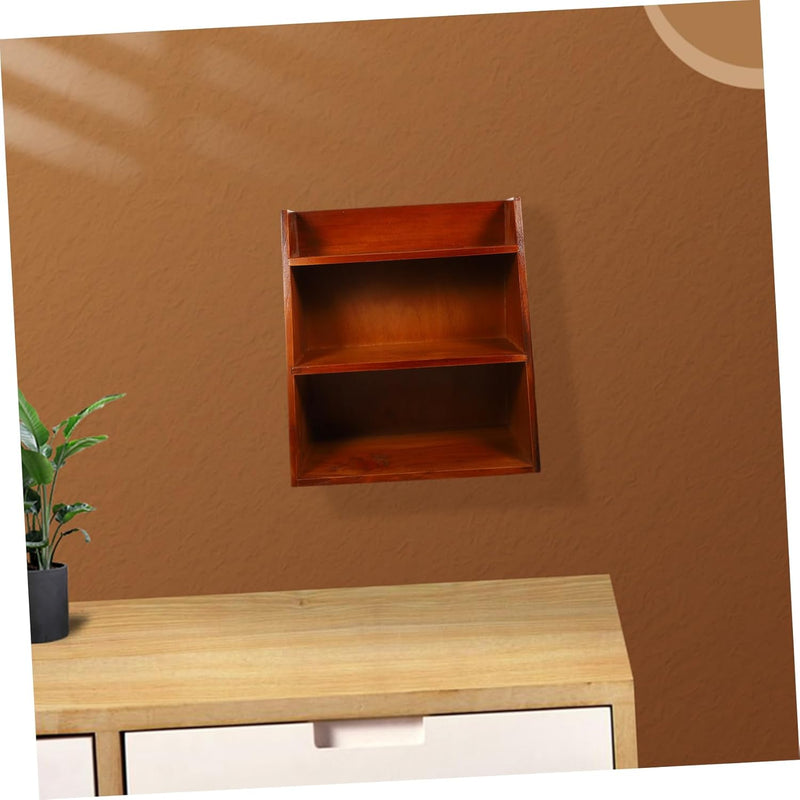 Vintage Classic Brown Wooden Desk Shelf – Stylish & Practical Organization for Home or Office