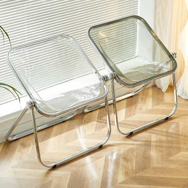 Retro Korean Style Minimalist Folding Chair – Acrylic & Metal Living Room Furniture