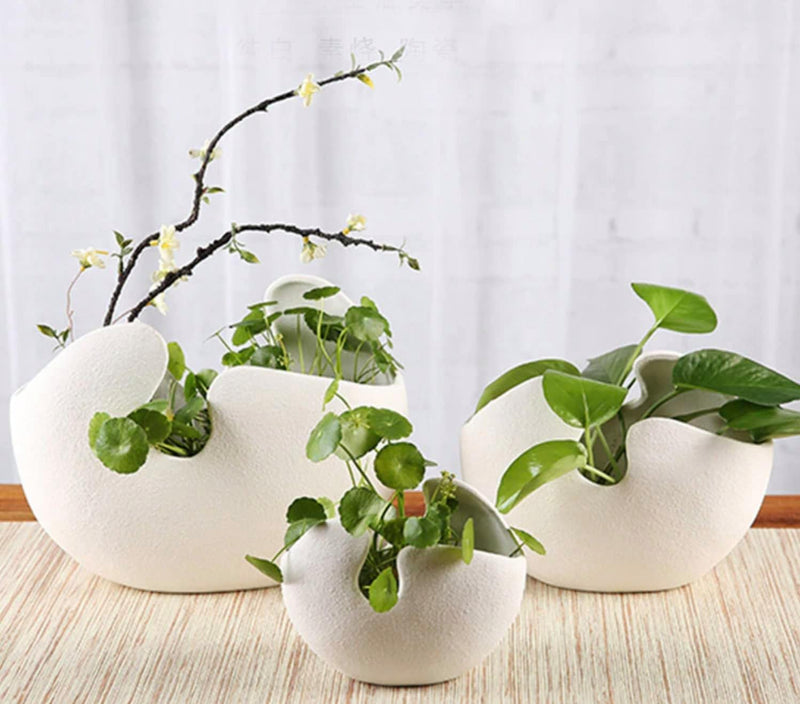 Miravique White Cracked Egg Vases