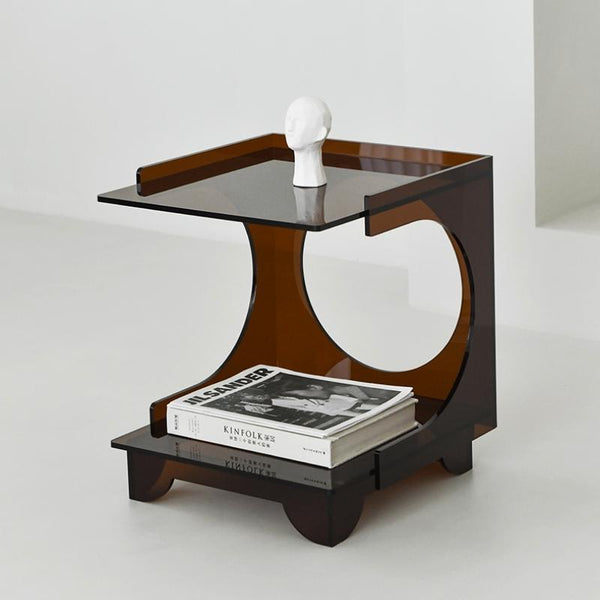 Miravique Rust Brown Acrylic Side Table