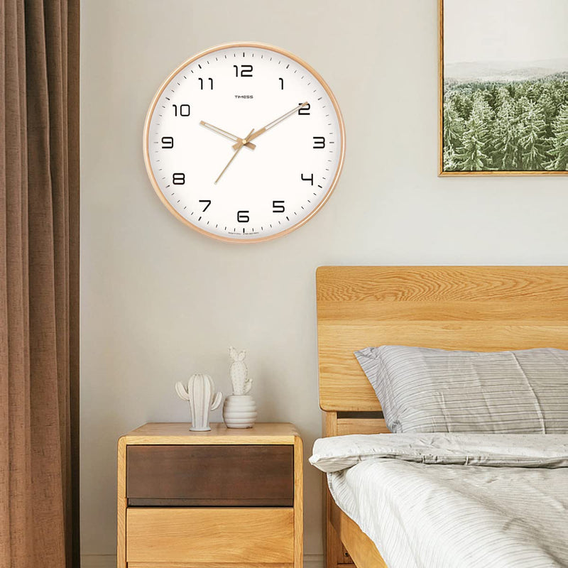 Simple Solid Wood Analogue Wall Clock for Home