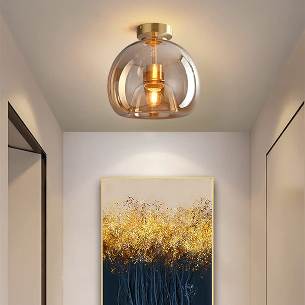 Miravique Copper Glass Semi Flush Mount Ceiling Light