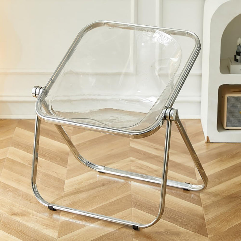 Retro Korean Style Minimalist Folding Chair – Acrylic & Metal Living Room Furniture