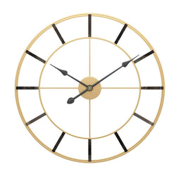 Elegant Gold and Black Metal Wall Clock Large