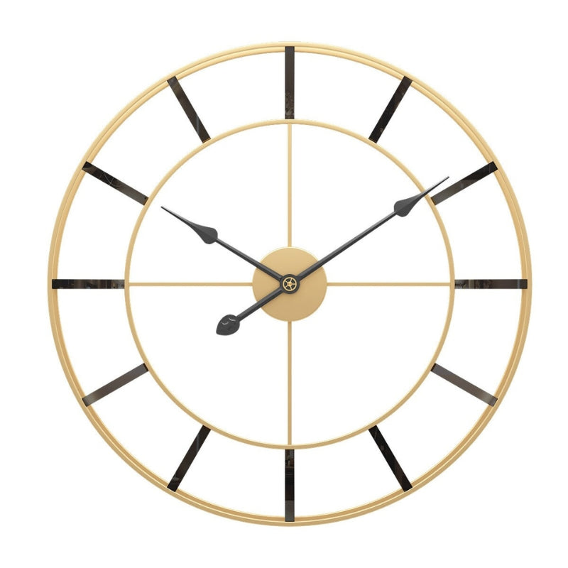 Miravique Gold and Black Metal Wall Clock Large