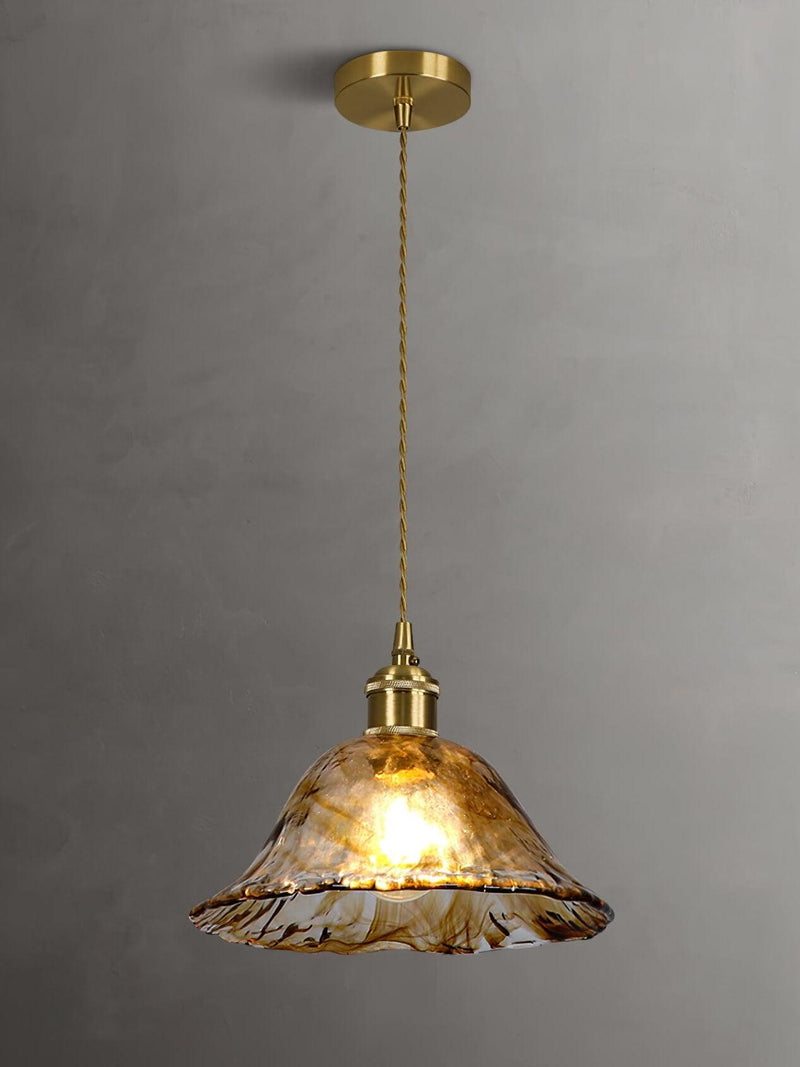 Miravique Brass Amber Glass Pendant Light