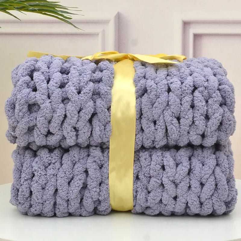 Chunky Hand Knitted Blanket - Soft, Cozy & Stylish Home Decor