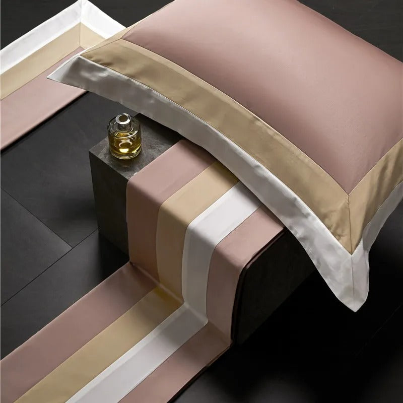 Miravique Pink Stripe Egyptian Cotton Bedding Set