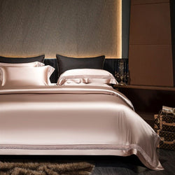 Miravique Rose Gold Modern Satin Egyptian Cotton Bedding Set