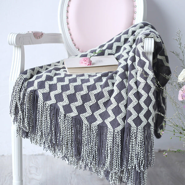 Zig Zag Fringe Chenille Blanket