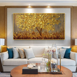 Hand Painted Gold Tree Oil Painting On Canvas Large Palette 3D Paintings For Living Room Modern Abstract Wall Art Pictures