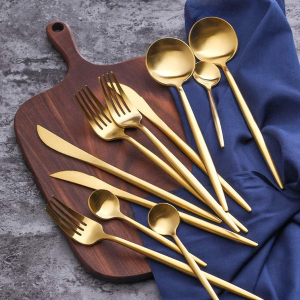 Matte Gold 24-Piece Flatware Cutlery Set