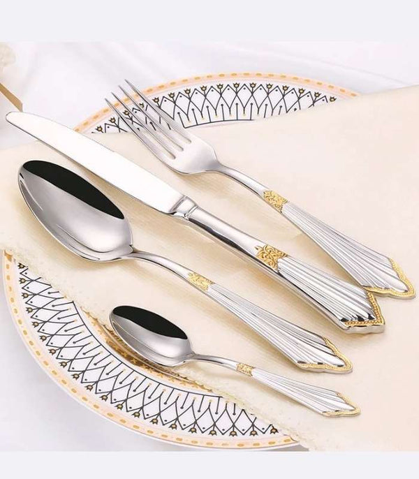 24 Pcs Raffaello Flatware Cutlery Set Silver & Gold