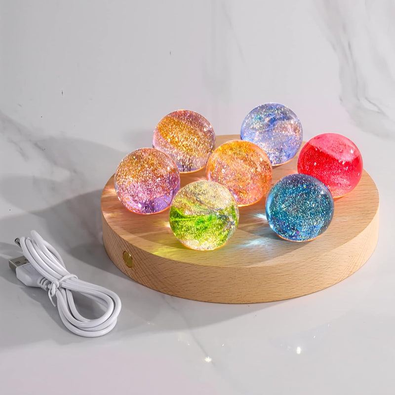 Luminous Crystal Balls Decoration Set – Elegant LED Crystal and Wood Decor for Home, Weddings, Events