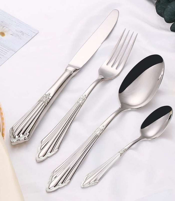 24 Pcs Set Raffaello Flatware Cutlery Set Silver