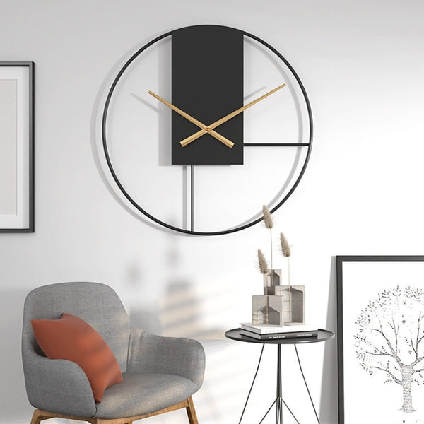 Aberdeen Black Minimalist Metal Large Wall Clock