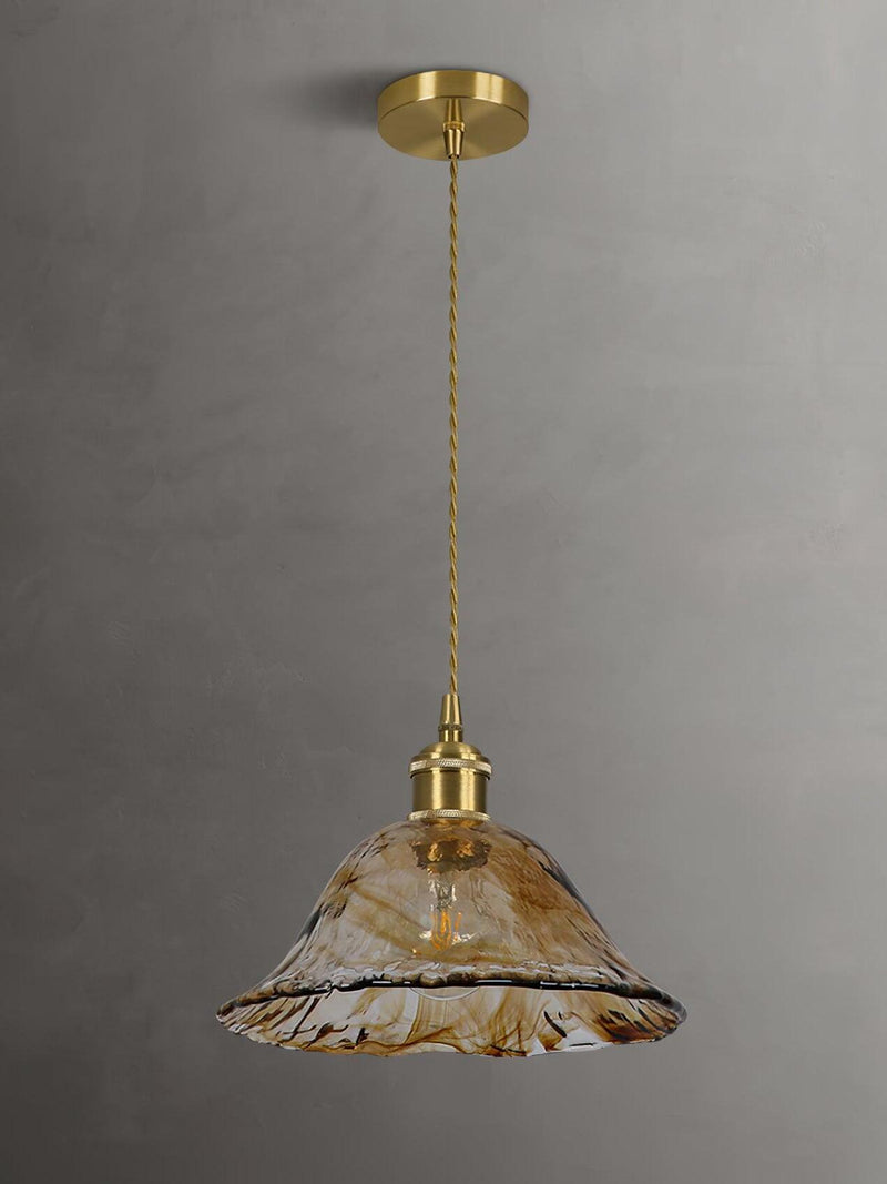 Miravique Brass Amber Glass Pendant Light