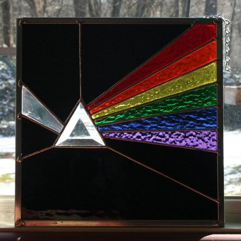 Dark Side of the Moon Glass Prism Suncatcher Panel – Rainbow Window Decor for Home & Garden