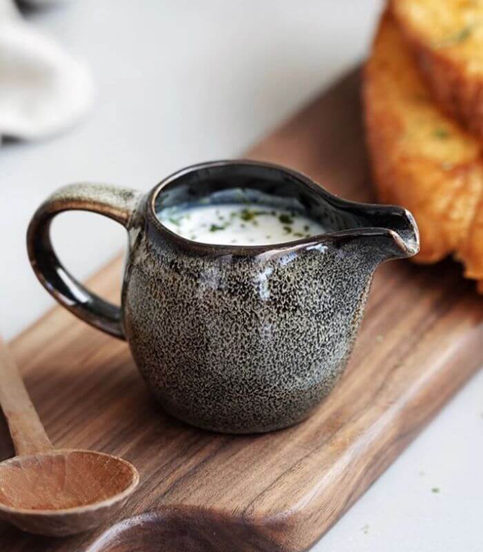 Handcrafted Ceramic Gravy Boat Pitcher - 80ml / 2.7 fl oz Capacity, Dishwasher-Safe Stoneware in Multiple Colors