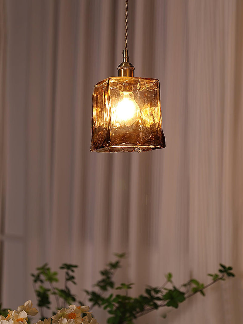 Miravique Brass Amber Glass Pendant Light