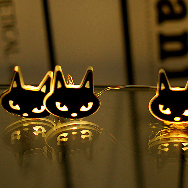 Halloween Decoration LED Black Cat Shape Lighting Chain Decoration