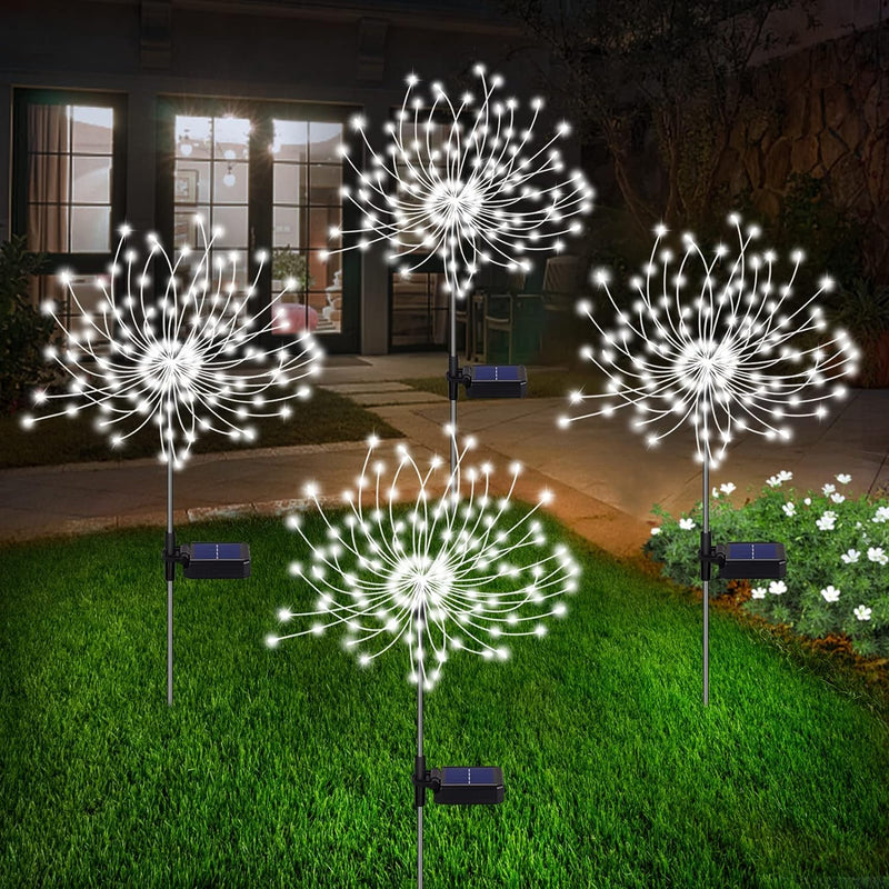 4-Piece Solar Garden Fireworks Lights – IP65 Weatherproof LED Outdoor Lights with Adjustable Modes & DIY Design