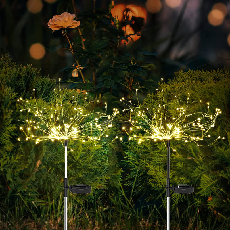 4-Piece Solar Garden Fireworks Lights – IP65 Weatherproof LED Outdoor Lights with Adjustable Modes & DIY Design