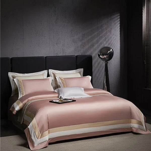 Miravique Pink Stripe Egyptian Cotton Bedding Set