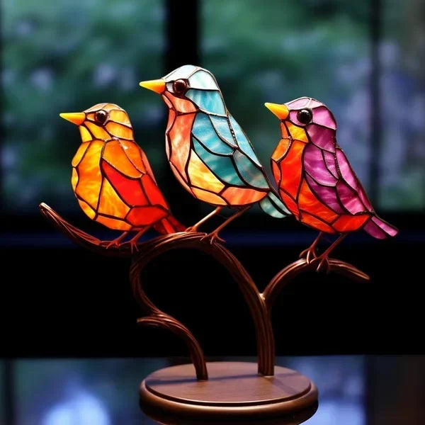 LuxeHome - AvianElegance Birds in Colored Glass for a Sophisticated Interior Design