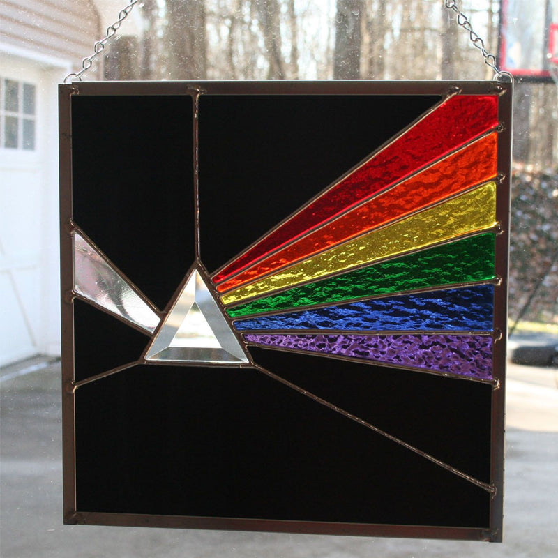 Dark Side of the Moon Glass Prism Suncatcher Panel – Rainbow Window Decor for Home & Garden